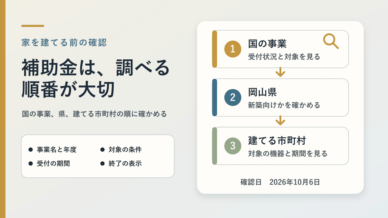 住宅購入補助金の調べ方と申請の流れ｜岡山で家を建てる前に確認したいこと