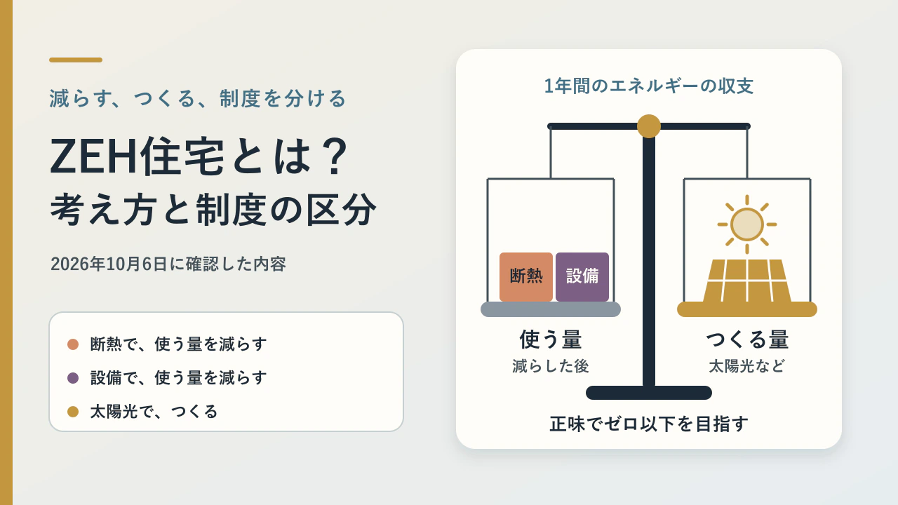 ZEH住宅とは？長期優良住宅・住宅ローン控除・補助金との関係を整理