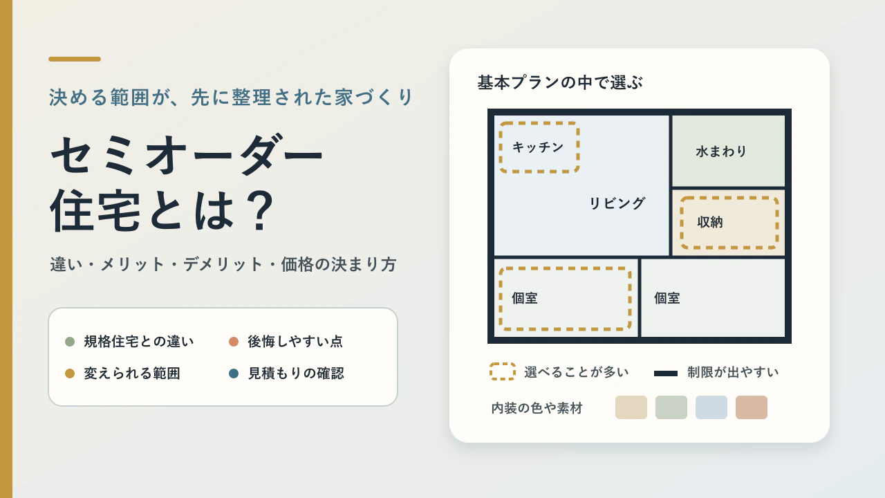 セミオーダー住宅とは？メリット・デメリット・価格の決まり方・後悔ポイントを解説
