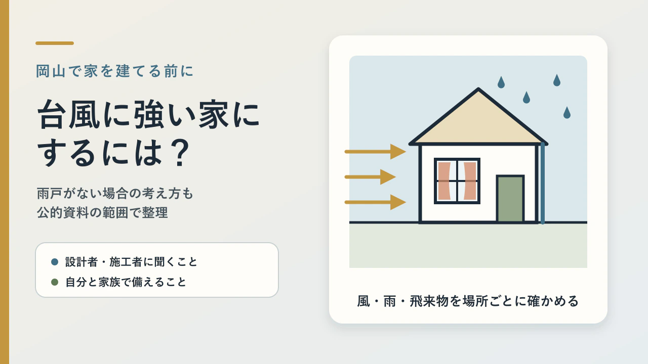 台風に強い家にするには？できること・雨戸がない場合の対策も解説【岡山】