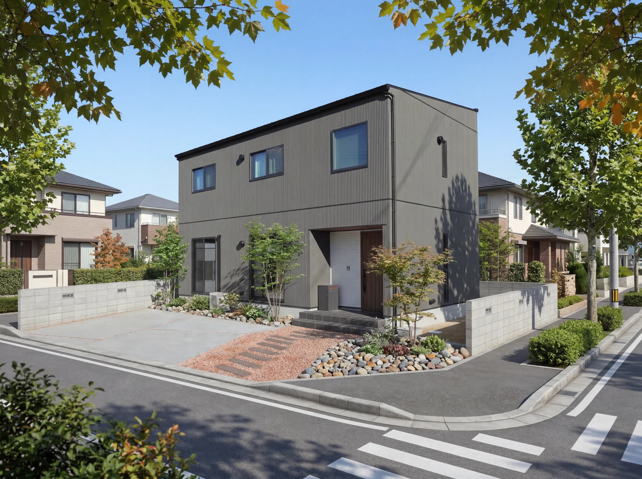 【都窪郡早島町】　存在感のあるアメリカンフェンスの外観と、インダストリアルな内観の家　No.048